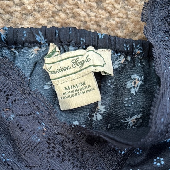 American Eagle Outfitters Navy Floral Slip Dress with lace detail - Picture 3 of 4